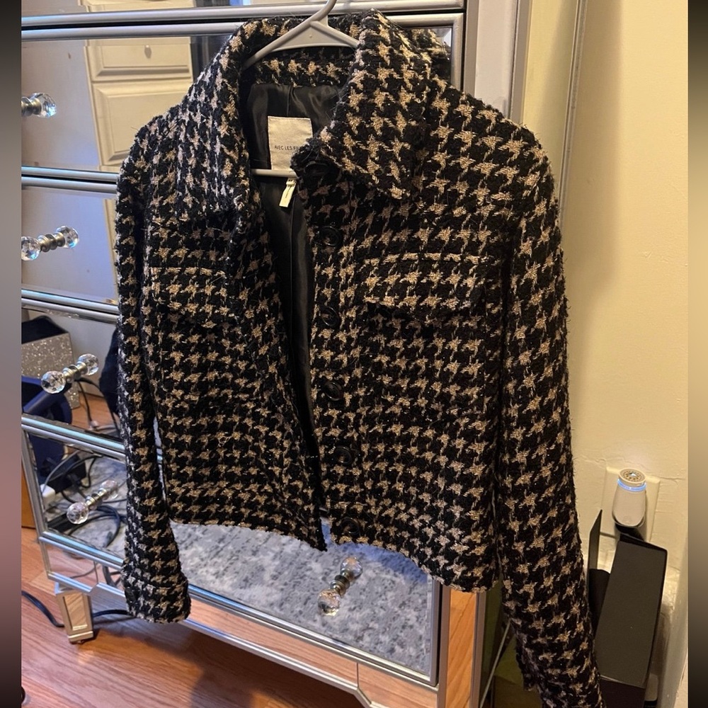 Avec Les Filles Houndstooth Cropped Jacket